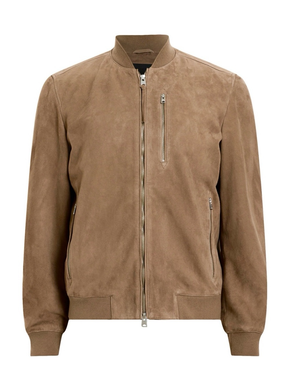 AllSaints Men's Suede Kemble Bomber Jacket Taupe Brown